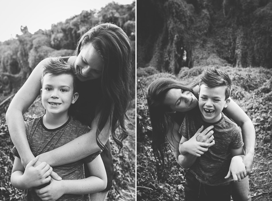 boy and mother cuddling