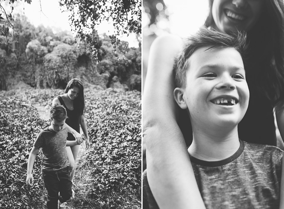 mother and son laughing