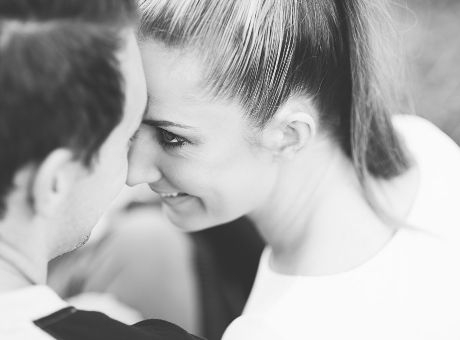 engaged couple laughing