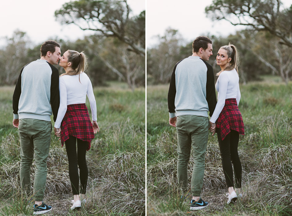 boyfriend and girlfriend walking and kissing