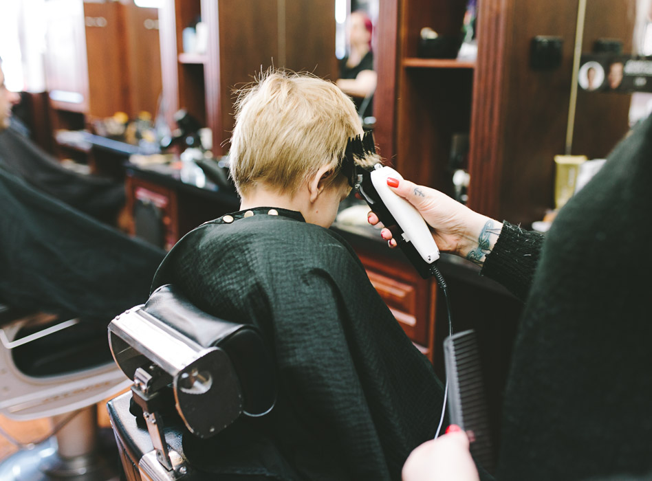 toddler getting haircut