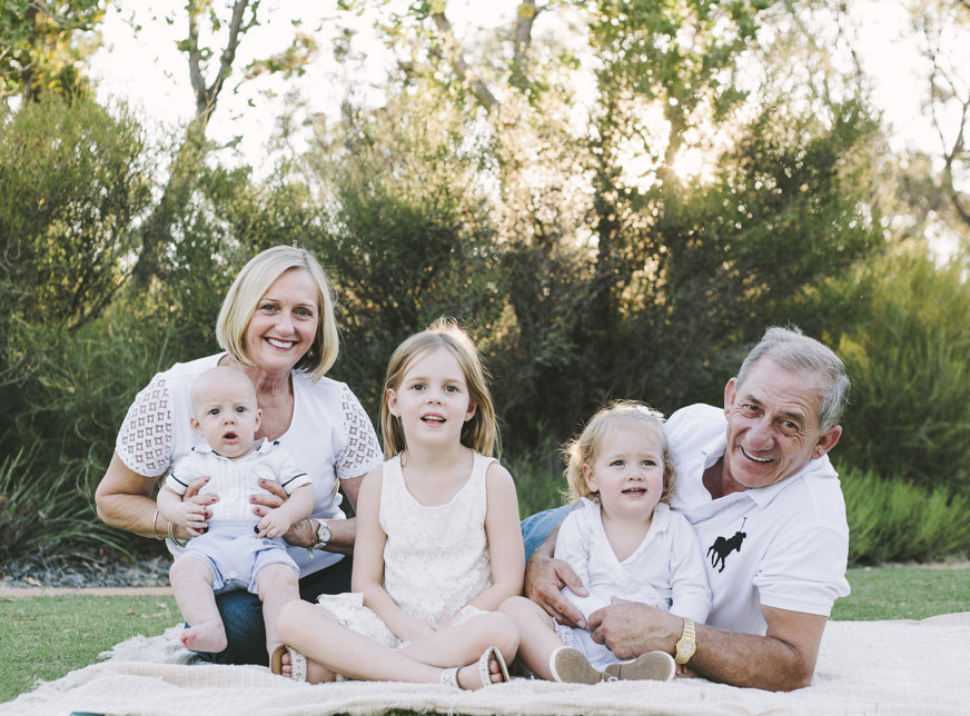 grandparents and their grand children at a photography shoot in perth