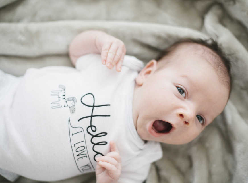 newborn baby yawning