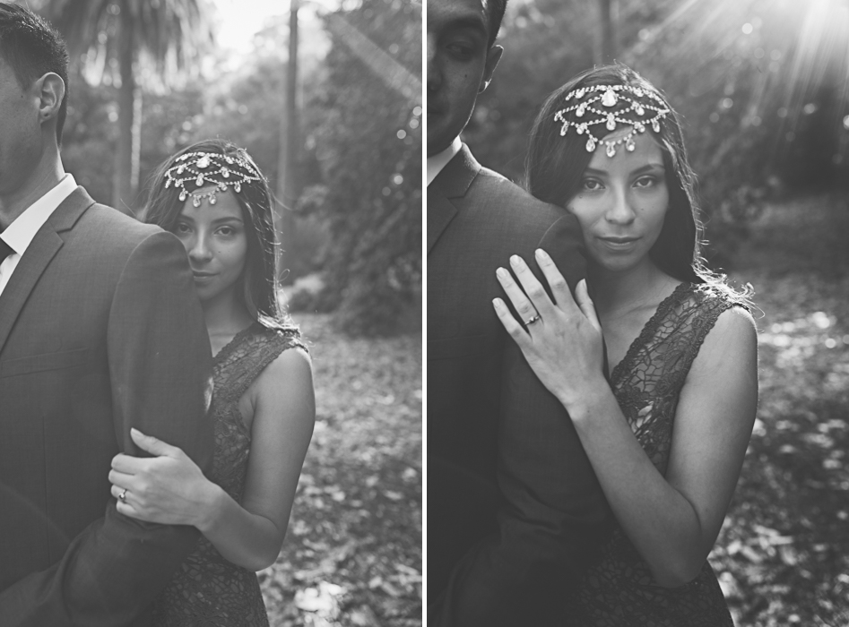 bride and groom under fig tree