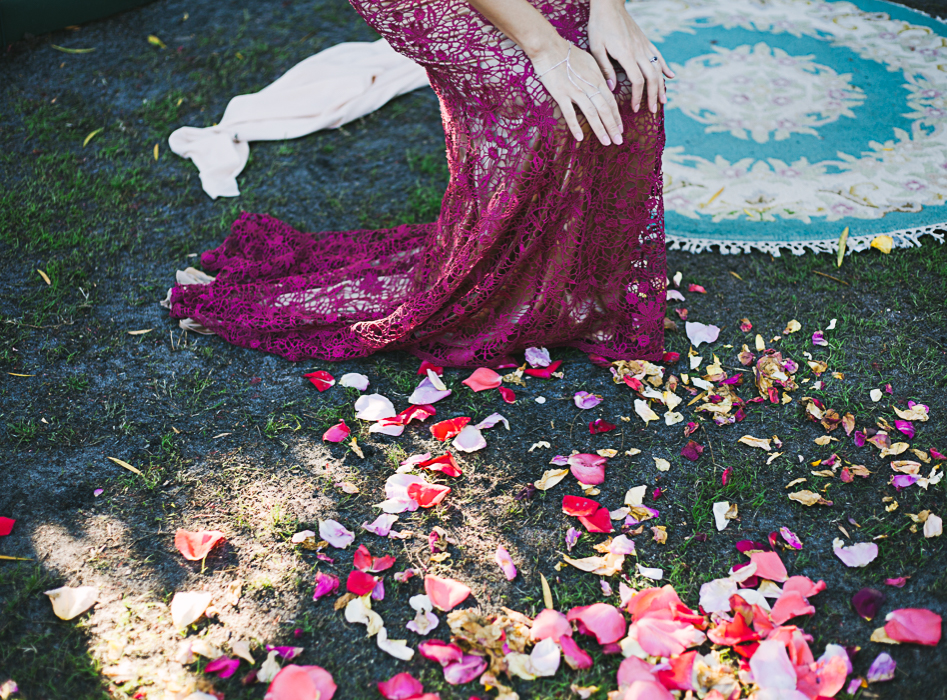 brides dress at a backyard wedding