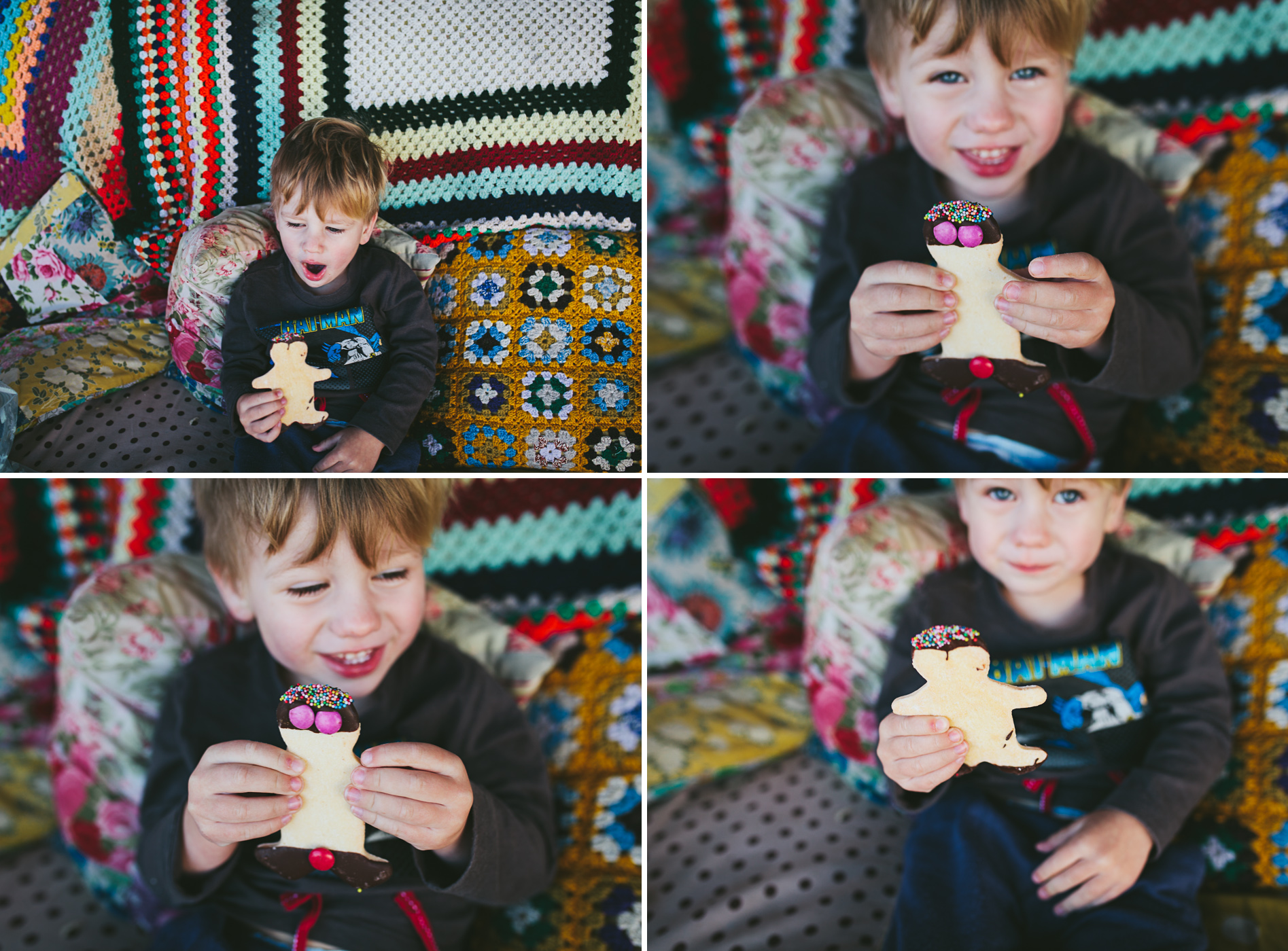 toddler eats a gingerbread man