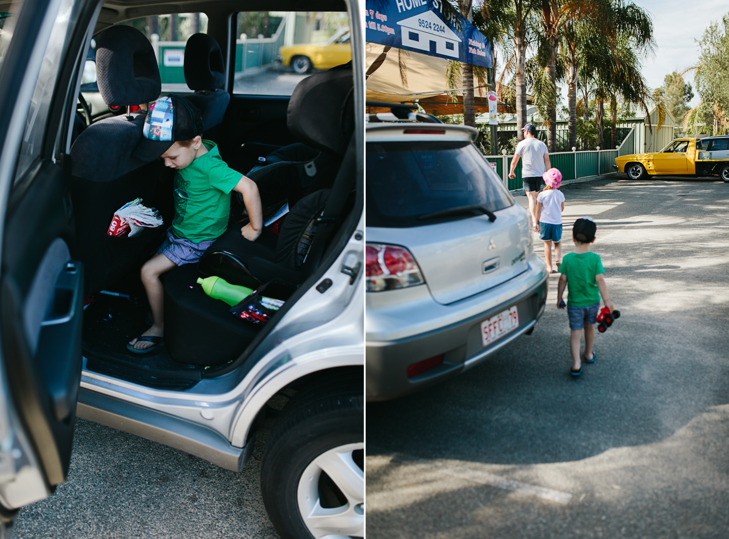 kids getting out of car