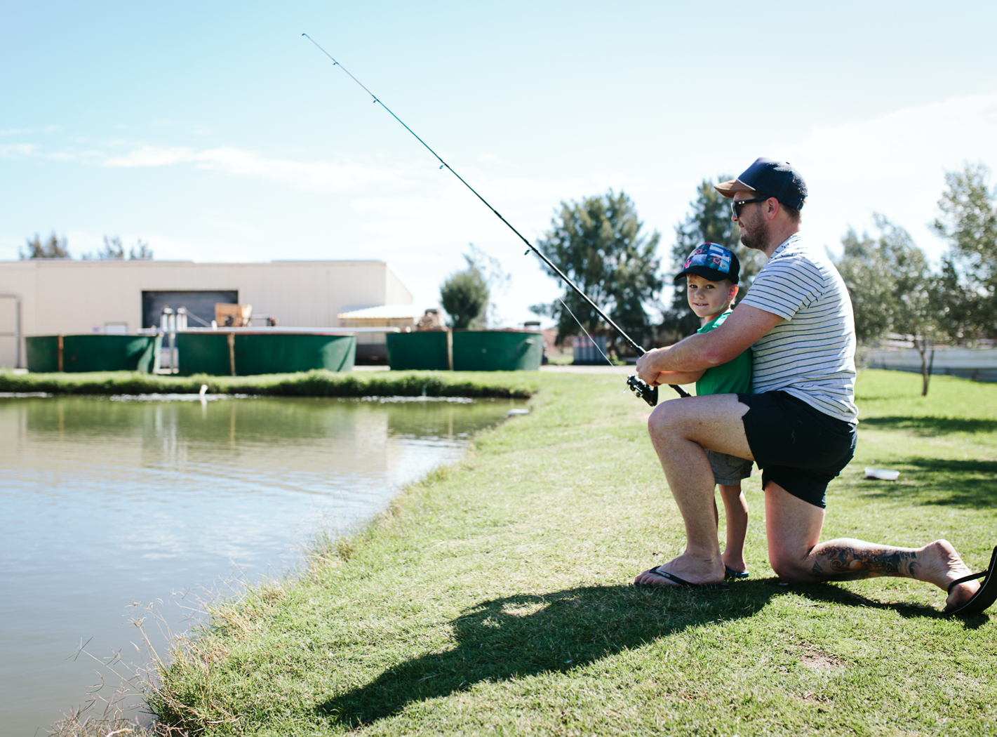 father and son fishing