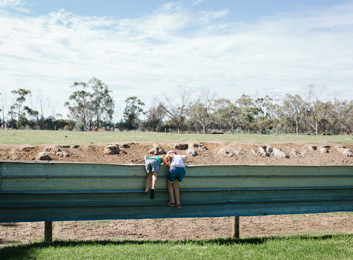 kids climbing fence