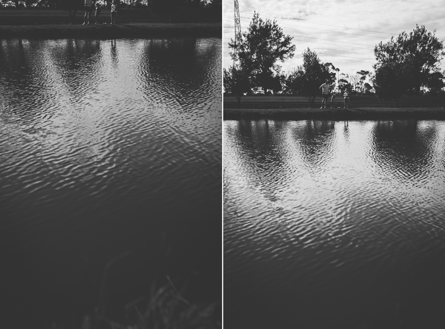 family of three fishing