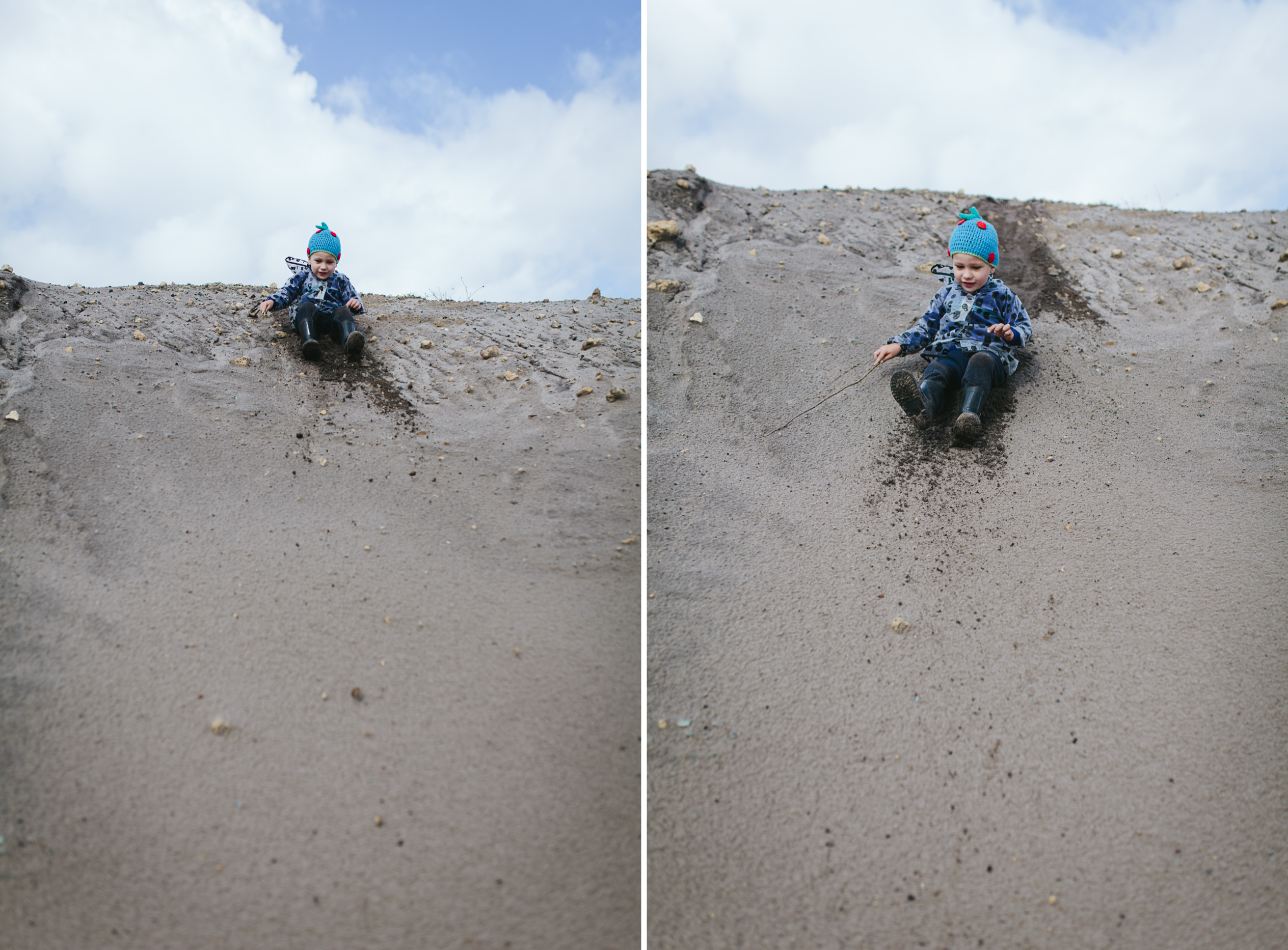 boy coming down hill