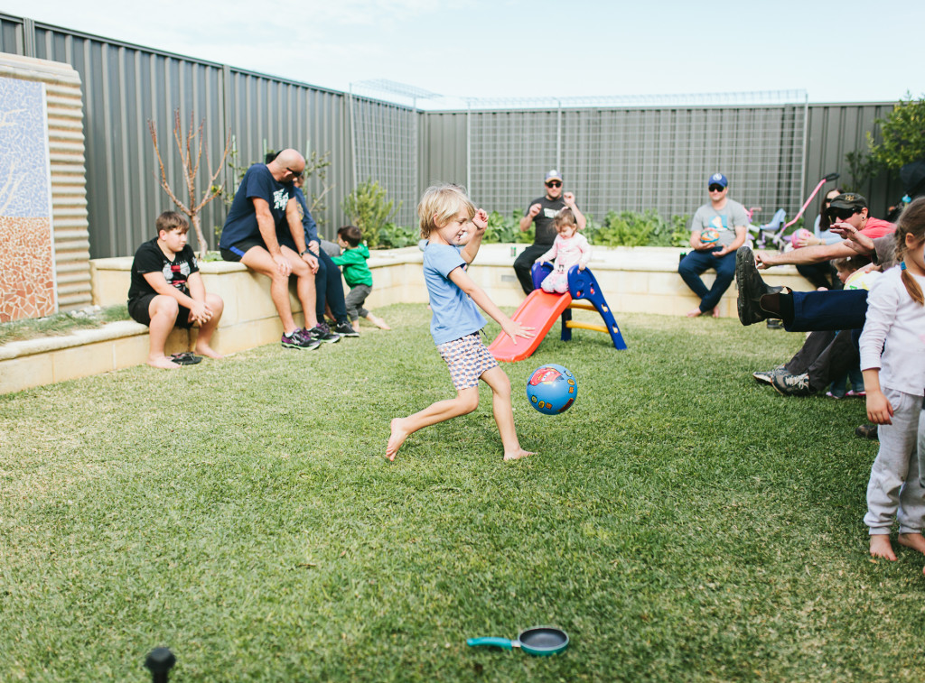 kicking a ball