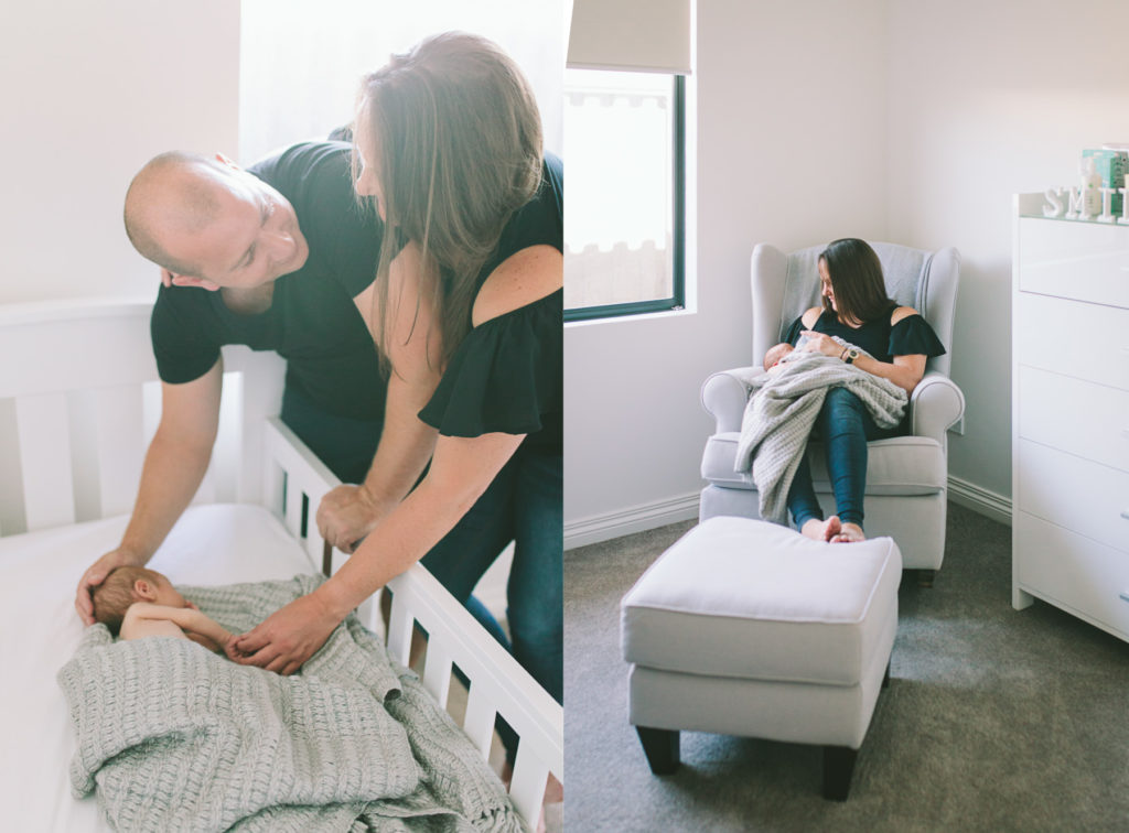 new parents gazing a newborn baby