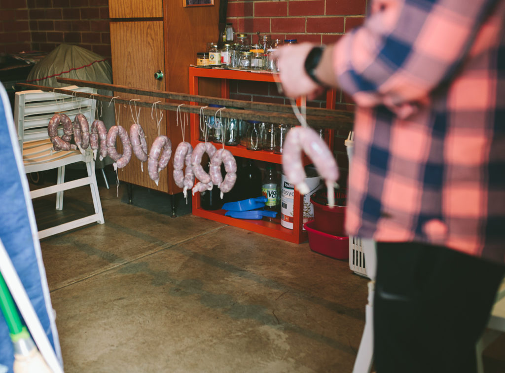 hanging sausages