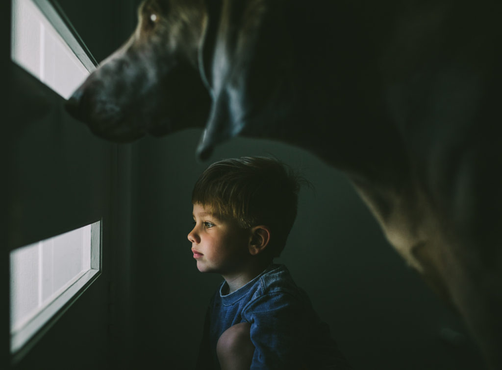 chronically ill child and dog