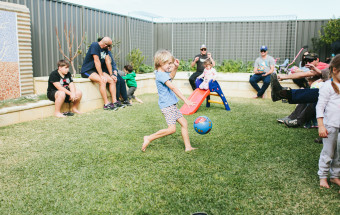 kicking a ball